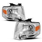 For 07-14 Ford Expedition Chrome Housing Amber Corner Headlight Headlamps Set