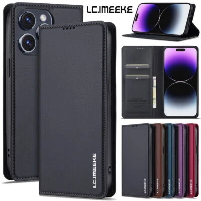 Funda magnética tipo billetera de cuero abatible para iPhone 16 15 14 13 12 11 XS XR 7 8 Plus SE Foto 1 de 4
