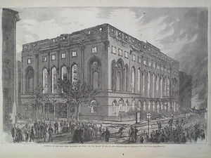 New York Academy of Music Burning May 1866 Antique Print Harper’s Weekly - Picture 1 of 2