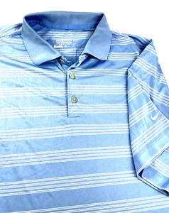 Mens Nike Dri Fit Golf Shirt Short Sleeve Polo Size XL Striped Blue & White - Picture 1 of 3