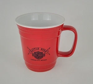 BATTLE BORN HARLEY DAVIDSON MOTORCYCLES COFFEE MUG CARSON CITY NEVADA RED - Picture 1 of 9