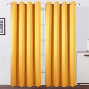 Yellow Thermal Blackout Curtains/52 X 84 Inch/Set of 2 Panels Room Darkening Cur - Picture 1 of 10