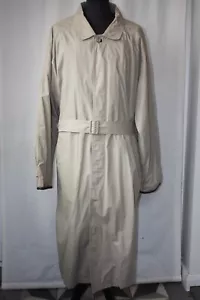 Vintage Scotchgard beige pioggia trench cappotto e cintura fodera a quadri taglia large revival mod - Foto 1 di 18