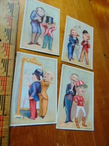 Set of four 1880s Antique trade cards- cute men being fitted for hats - Picture 1 of 2