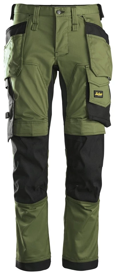 SNICKERS 6241 STRETCH WORK TROUSERS ALLROUNDWORK HOLSTER POCKETS KHAKI GREEN - Image 1 of 4