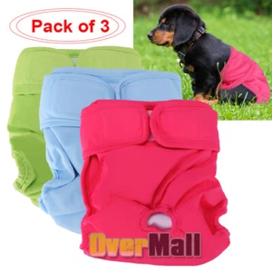 Reusable & Washable Dog Diapers (3 Pack) - for Female Dogs - Heat Incontinence - Picture 1 of 18