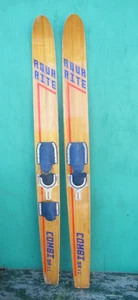 VINTAGE Juego de Esquís Acuáticos Madera 65" Largo Esquís Acuáticos AQUA RITE - Imagen 1 de 7