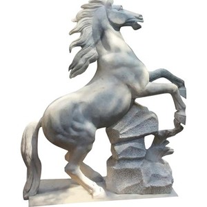 Large Carrara Marble Rearing Stallion Sculpture