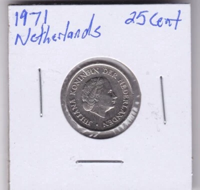 Países Bajos 25 centavos 1971 Foto 1 de 4