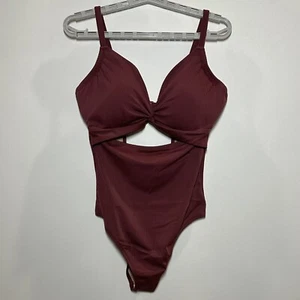 Women's Plunge Cut Out One Piece Swimsuit - Shade & Shore Dark Red 36DD - Picture 1 of 2