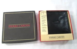 Vintage Pierre Cardin schwarze Herren-Geldbörse aus Leder mit Hüftfaltung neu offene Box - Bild 1 von 9