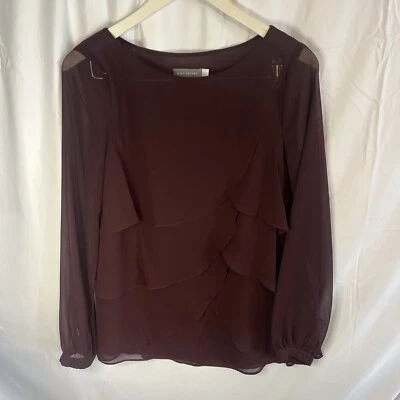 Mint Velvet Purple Long Sleeve Layered Sheer Blouse Size 10 - Image 1 of 3