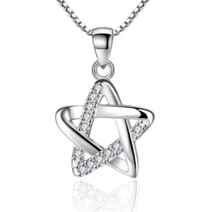 Venta al por mayor Collar Colgante Estrella Hueca de Plata Esterlina 925 Cadena Mujer Joyería - Imagen 1 de 4