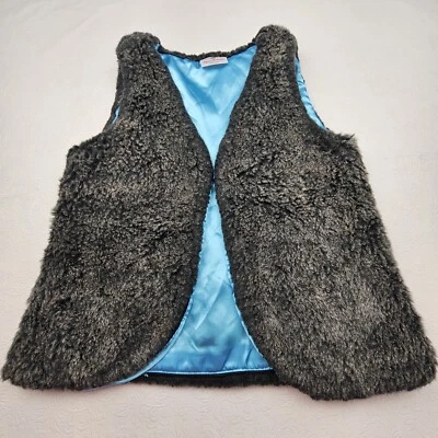 HANNA ANDERSSON Girl's Vest Sleeveless Dark Gray Faux Fur Size 140(10) - Image 1 of 4