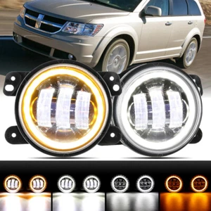 For Dodge Journey 2009-2013 4" Round LED Fog Light White DRL Amber Turn Signal - Picture 1 of 12