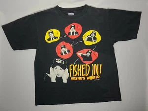 Vintage Rare 1992 Black Wayne's World Mens Large T Shirt "Fished In" Made In USA - Picture 1 of 12