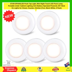 5 Pack Tap Push Lights LED Puck Lights Battery Operated Stick-On Closet Kitchen - Picture 1 of 8
