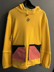 Cash By Cash App Rare Yellow Hoodie Size Large Pink & Black Pockets - Picture 1 of 5