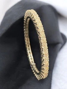 Splendid 19.60 Cts Round Brilliant Cut Natural Diamonds Eternity Bangle 18K Gold - Picture 1 of 12