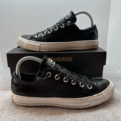 Converse Chuck Taylor All Star Low Black Leather Ox 558002C Women's 8 - Image 1 of 4