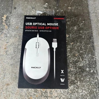 Macally 3 Button Optical USB Wired Mouse for Mac and PC Sealed - Image 1 of 4