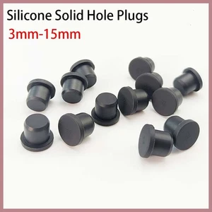 Black Round Solid Silicone Rubber Seal Hole Plugs Blanking End Cap Seal 3mm~15mm - Picture 1 of 12