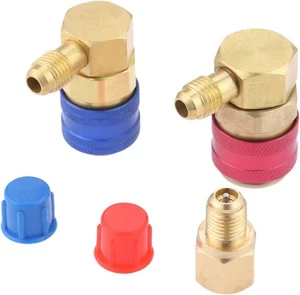 R12 to R134A Conversion Quick Connect Coupler Kit, High/Low 1/4 inch, Brass  - Bild 1 von 7