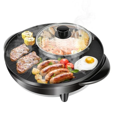 2 In 1 Electric Pan Aluminum Durable Cook Grill Pot PNQB - Image 1 of 4
