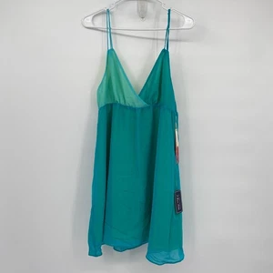 I Love H81 türkisfarbenes Mini-Schlupfkleid mit V-Ausschnitt und Spaghettiträgern Größe Large - Bild 1 von 9