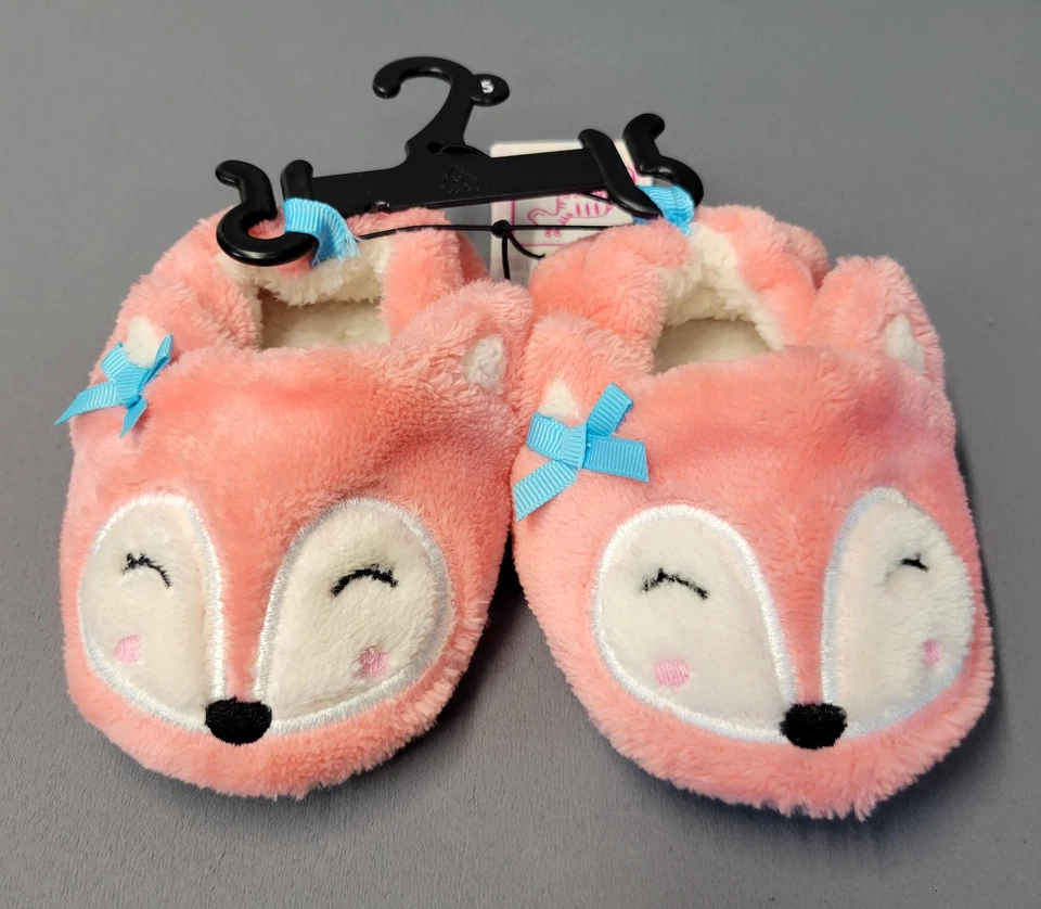 Swiggles Slippers Girls Toddler Size 5 Pink Fox Plush House Shoes Non-Slip New - Image 1 of 4
