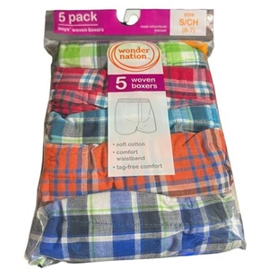 Confezione 5 Boxer Ragazzo Wonder Nation Tessuto Taglia Small 6-7 Plaid - Foto 1 di 2