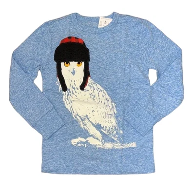 NWT J. Crew Boys' Light Blue W/Sherpa Owl Long Sleeve Tee - SIZE 4-5 - Image 1 of 4