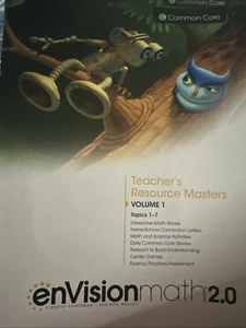 ENVISION MATH 2.0 TEACHER'S RESOURCE MASTERS GRADE 1 , Volume One And Two - Picture 1 of 3