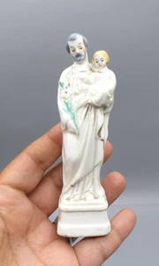 Ancienne Figurine en Porcelaine St Joseph et l'enfant Jésus - Vieux Paris XIX - Picture 1 of 10