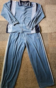Sean John Velour Tracksuit Set XXXL Blue Zip Jacket Pants Y2K Hip Hop Vintage - Picture 1 of 13