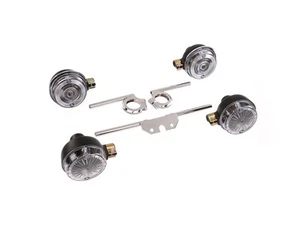 Set: 4 weiße Blinker rund, komplett inkl. Blinkerträger chrom - für Simson S50, - Picture 1 of 9