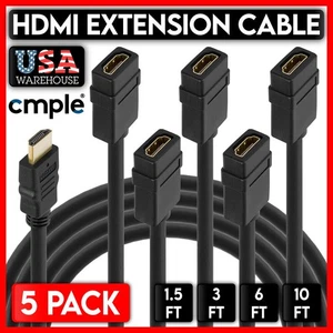 HDMI Extension Cable HDMI Male to Female Cord Extender 4K HD TV PS5 XBOX 5 PACK - Picture 1 of 11