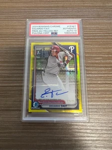 2024 Bowman Chrome Eduardo Tait Yellow Refractor Auto 72/75 PSA - Picture 1 of 2