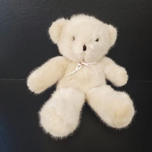 "Oso de peluche vintage Dakin 1990 bronceado blanco rosa doble cinta 10"" piel borrosa" - Imagen 1 de 10