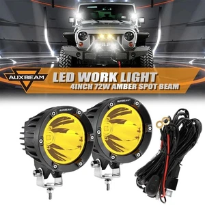 AUXBEAM 4" Amber LED Work Lights Offroad Driving Spot Pods Pickup Truck SUV Boat - Picture 1 of 12