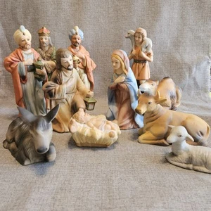 Homco 11 Piece Hand Painted Porcelain Christmas Nativity Figurines 5216 &   VTG - Picture 1 of 20