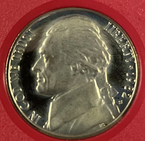 1982 S Proof Jefferson Nickel - Five Cent Coin from Proof Set Cover