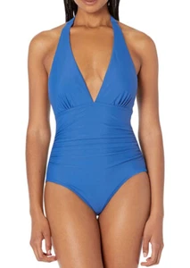 Tommy Hilfiger Women's Standard One Piece Swimsuit, Blue, Sz 10 - Picture 1 of 4