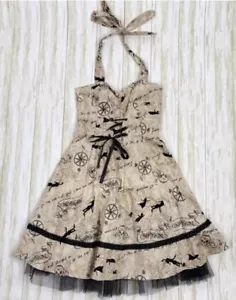 New Hot Topic Peter Pan Neverland Map Halter Lace Up Bodice Dress Disney/SM - Picture 1 of 15