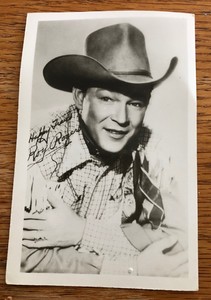 Roy Rogers Postcard RPC Signed "Happy Trails" Black & White 1940s 1950s ?  Photo