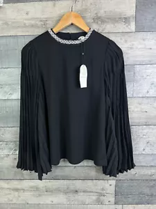 Monsoon Womens Blouse Top Size Small Black Jaye Jewel Cape Sleeve Beaded Party - Picture 1 of 13