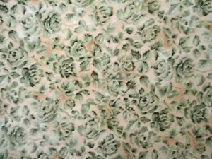 4 YDS PACKED GREEN ROSES ON MOTTLED TAN 100% COTTON DAVID TEXTILES OOP - Picture 1 of 3