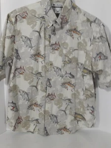 COLUMBIA SPORTSWEAR Men's button front cotton fish design casual size L - Picture 1 of 3