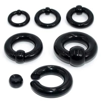 1 Pair Surgical Steel Captive Bead Nose Rings Large Ear Gauge Septum Piercing - Image 1 of 4