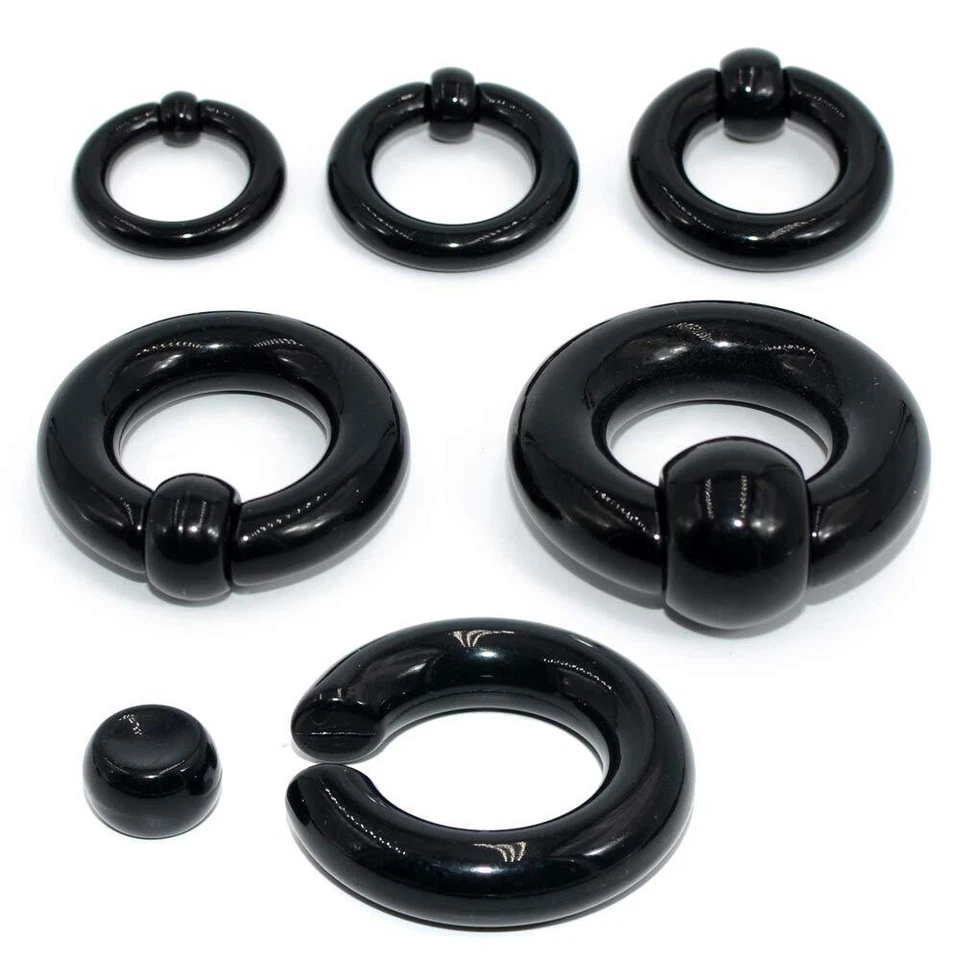 1 par de anillos de nariz de cuentas cautivas de acero quirúrgico piercing en el tabique calibre grande Foto 1 de 4